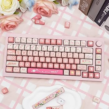 ♡PICO♡ COOMICKEY PBT Keycaps 134 Keys Custom Keycaps Cute Peach Dye
